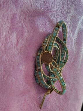 Nakamol Turquoise and Gold Beaded Wrap Bracelet